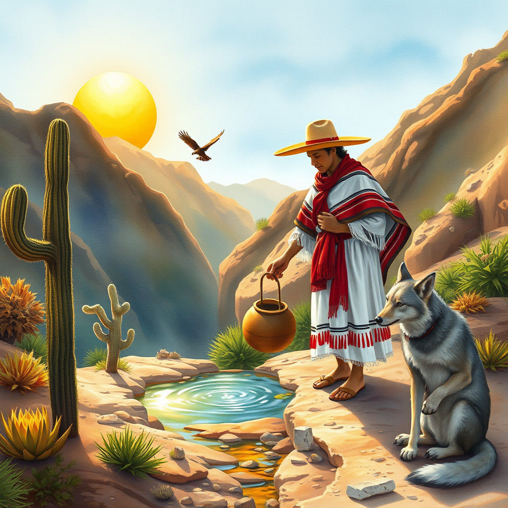 Mexican Tribal Watercolor: Desert Sunrise