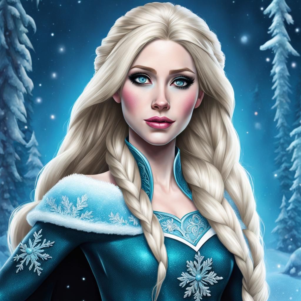 Hyperrealistic Avril Lavigne as Frozen's Elsa