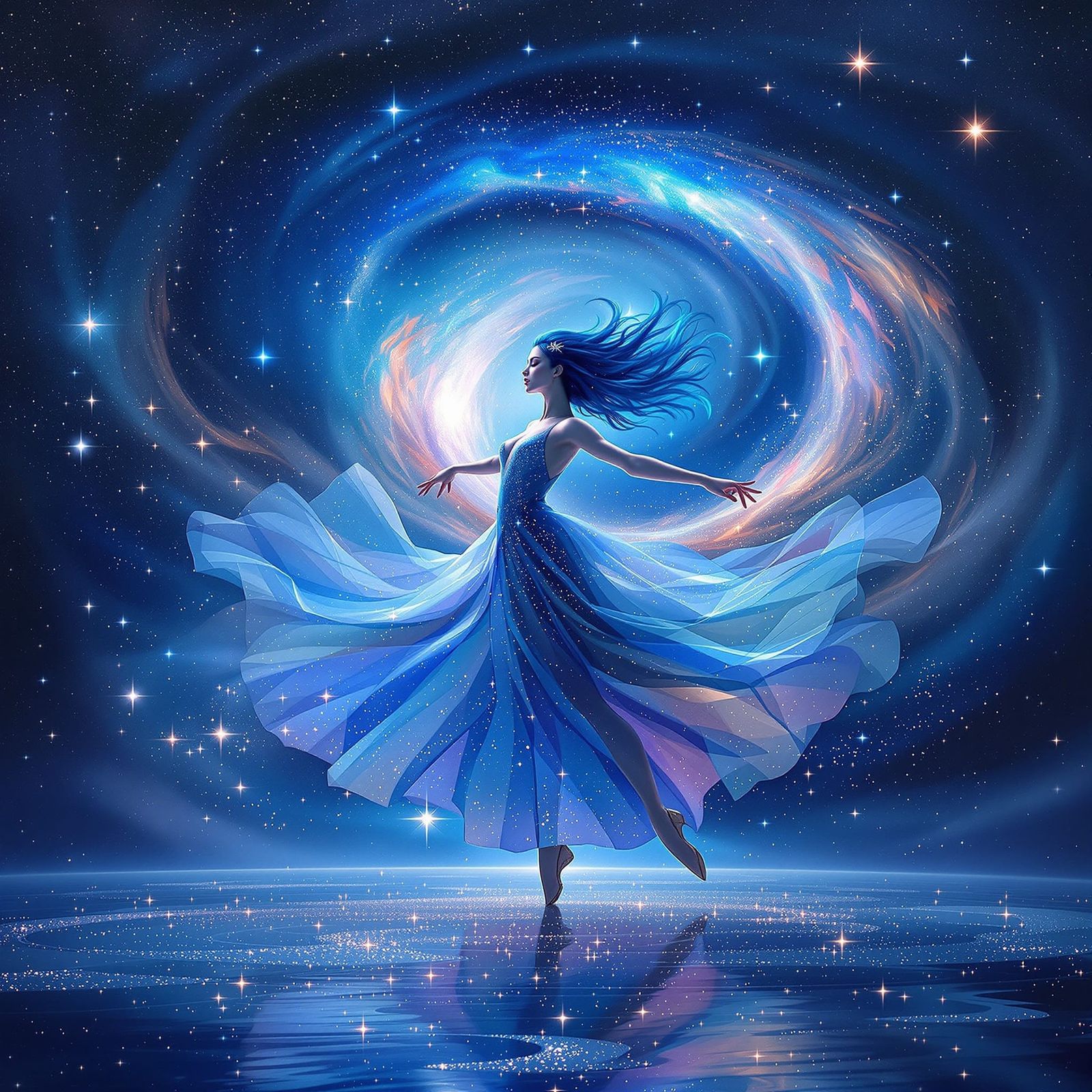 Ethereal Dancer on Cosmic Stage: Digital Art