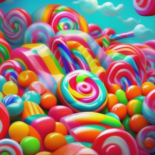 Whimsical Candy Shop in Postmodern Digital Art Style