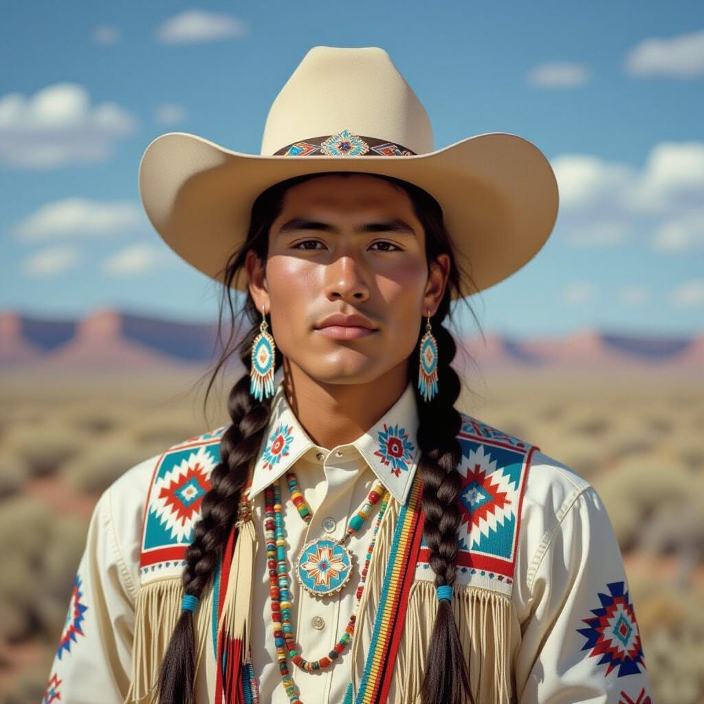 Navajo Man in Pop Art Style