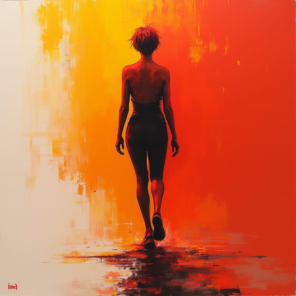 Abstract Human Figure in Vibrant 3D Anime Style