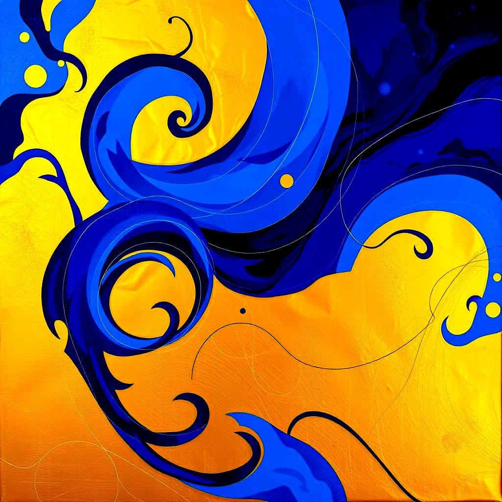 Surreal Blue and Gold Abstract Masterpiece