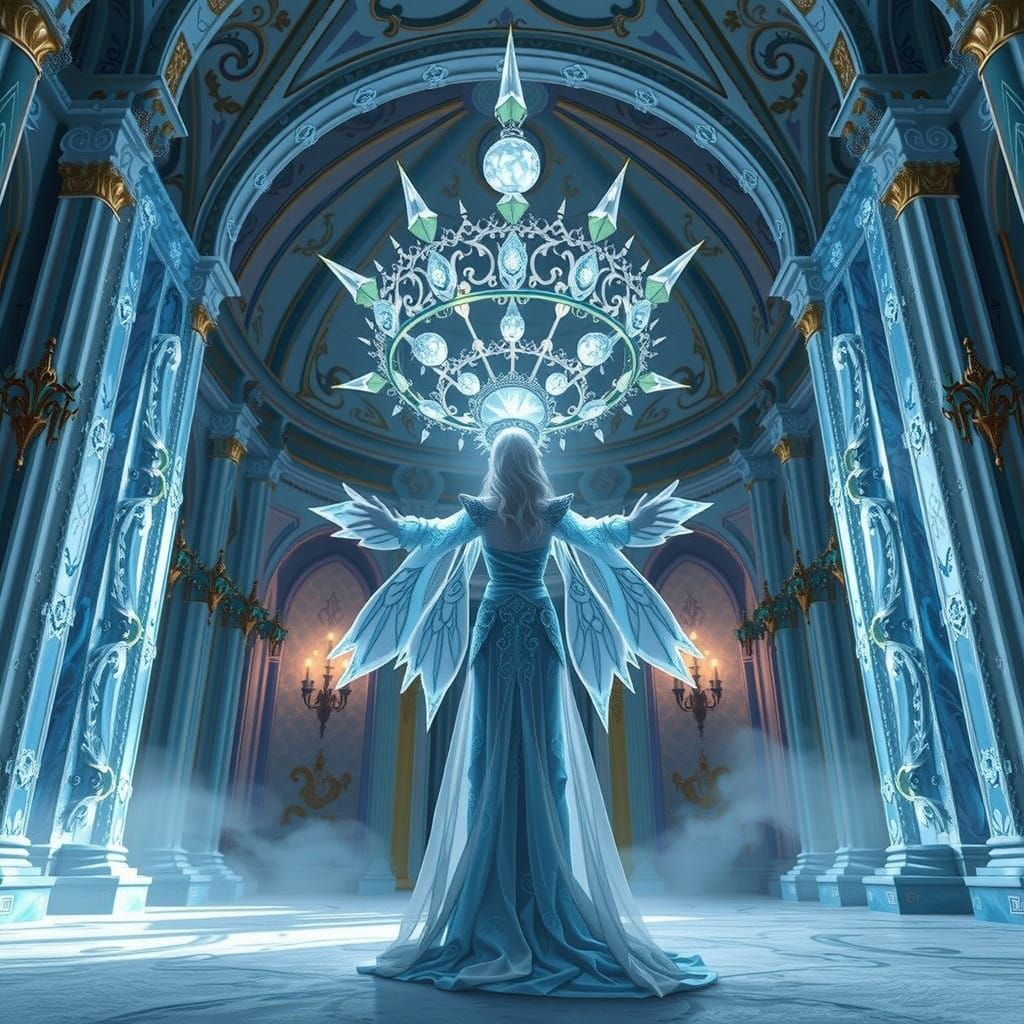 Elegant, Dark-Haired Queen in Opulent, Mystical Style