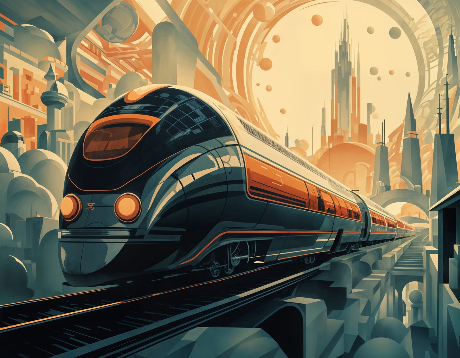 Streamlined Art Deco Train of Tomorrow
