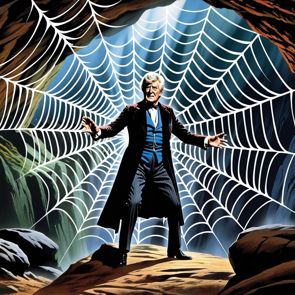 Third Doctor Confronts Giant Spider Web