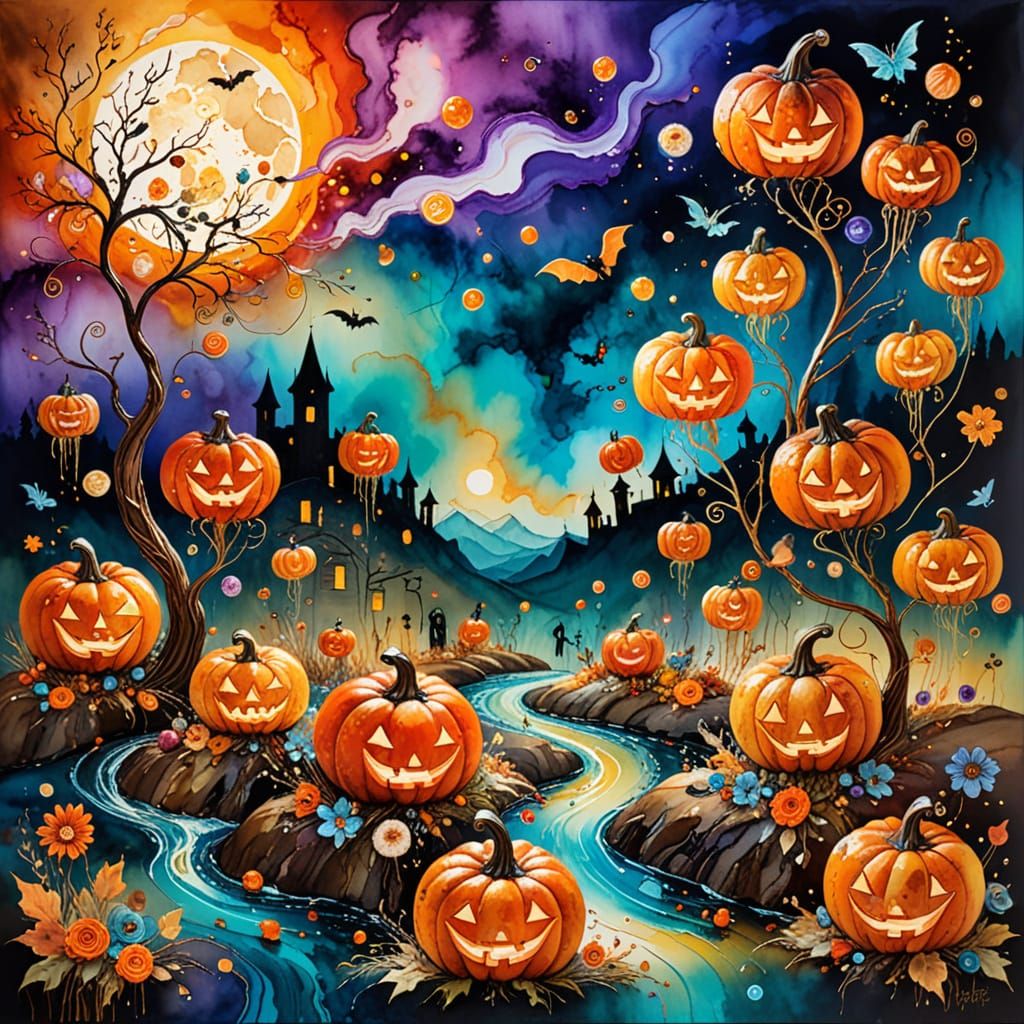 Surreal Halloween Night of Trick-or-Treaters and Flying Pump...