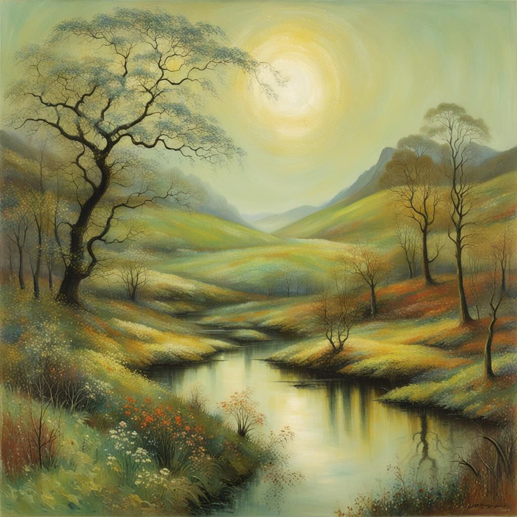 Tranquil Landscape in Romantic Style
