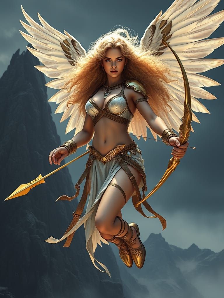 Majestic Goddess of the Hunt in Cyberpunk Style