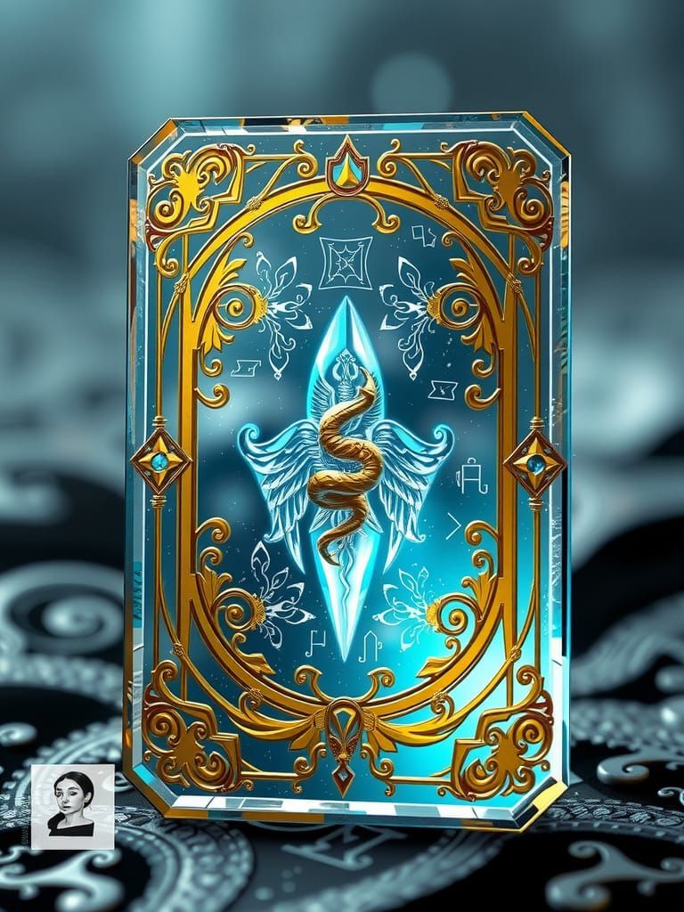 Ornate Hologram Tarot Card in Digital Art Style