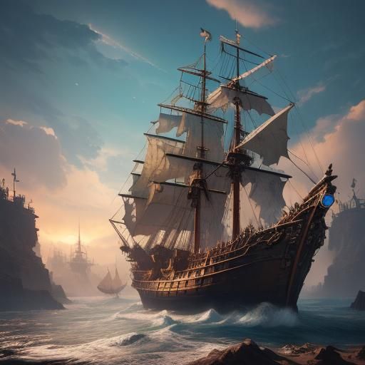 Miniature Pirate Ship Emerges from Fantasy Map