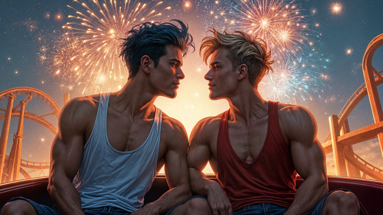Gay Couple Rides Rollercoaster Under Starry Night Sky