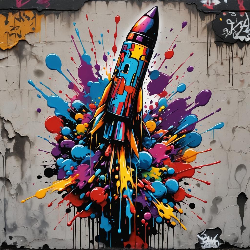 Missile in Graffiti Splash Art Style