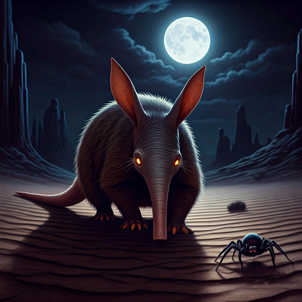 Oogie the Aardvark Hunts Spiders Under Full Moon