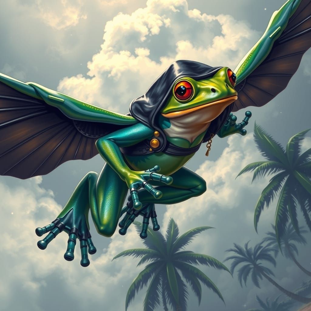 Cyberpunk Frog Ninja Soars Through Seatribe Archipelago