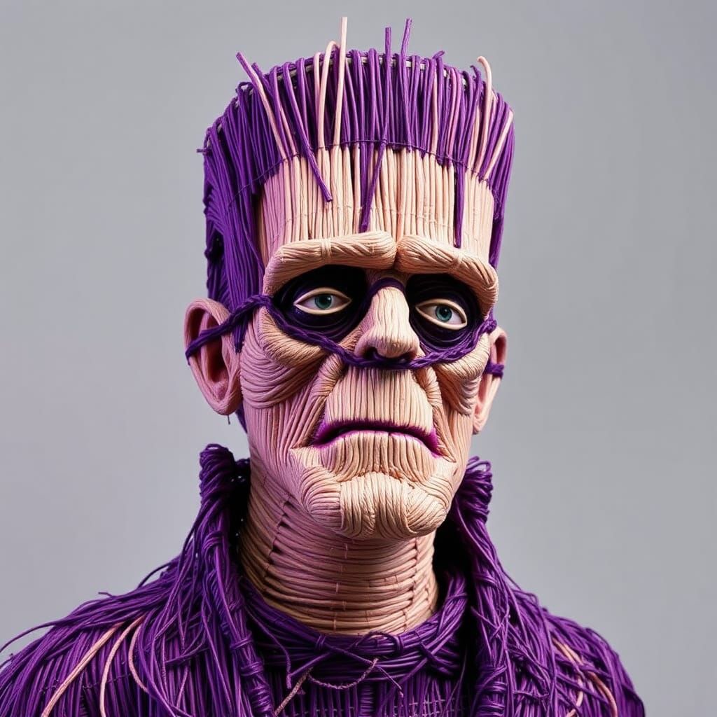 3D Straw Sculpture of Frankenstein's Monster