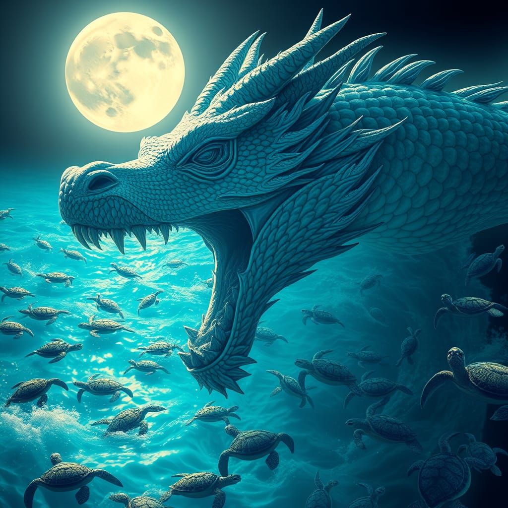 Majestic Lunar Dragon in Hyperrealistic Splash Art Style