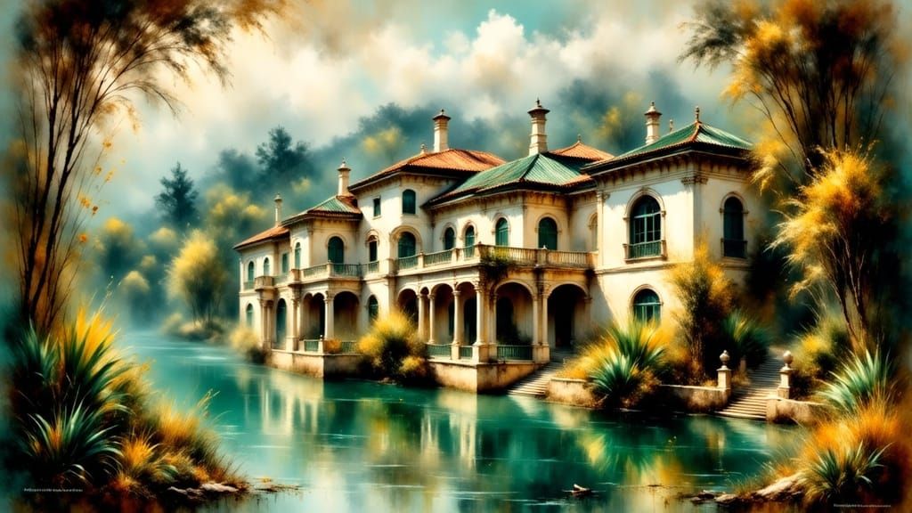 1930s French Colonial Mansion by Jungle Lake