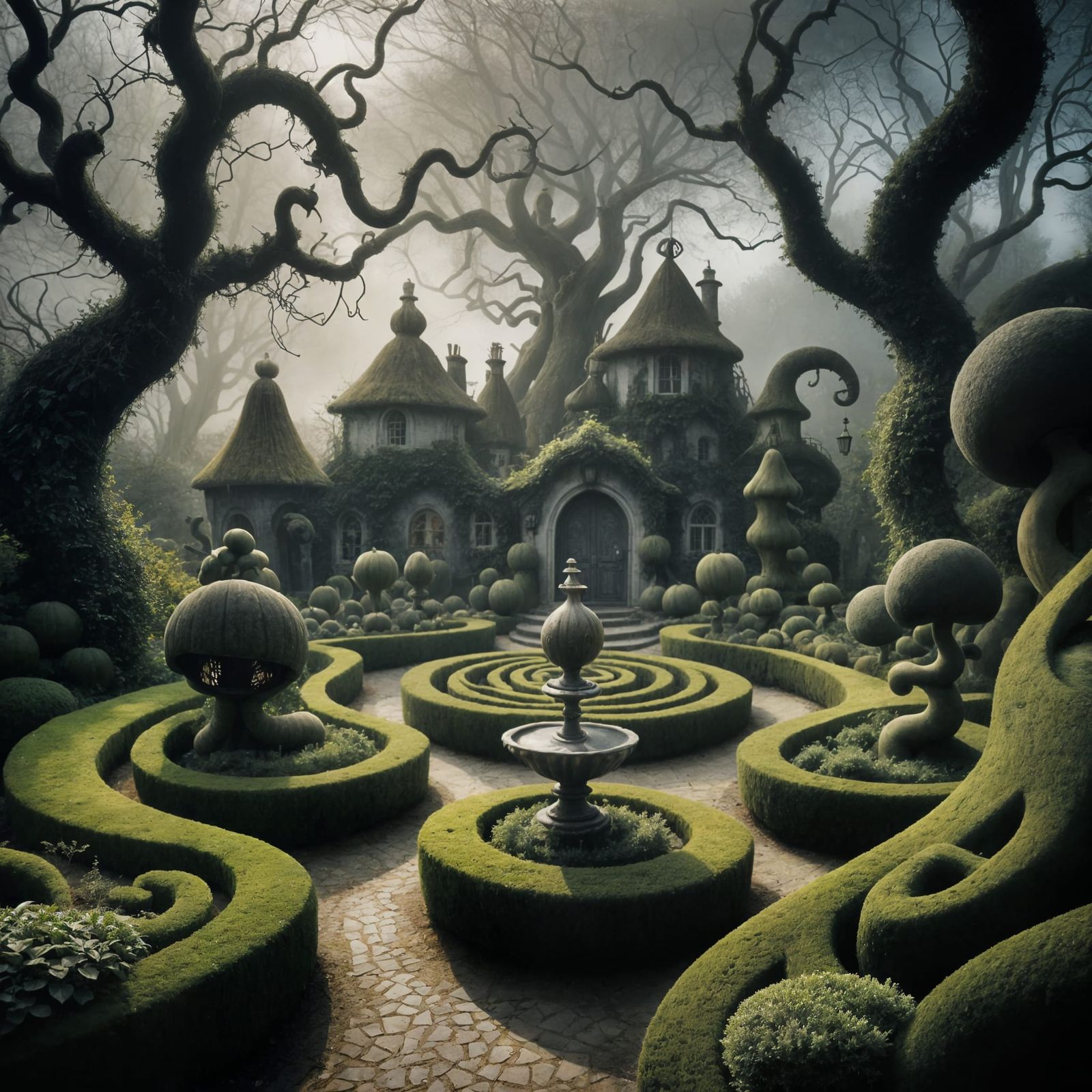 Creepy Halloween Garden in Tim Burton Style