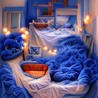 Cozy Blue Bed for a Peaceful Night's Sleep