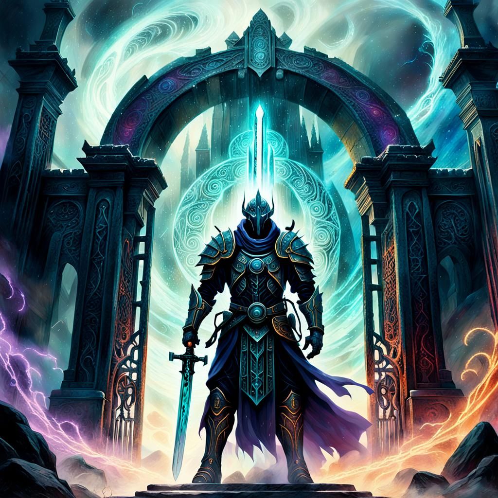 Guardian of Fate: Sci-Fi Oil Painting