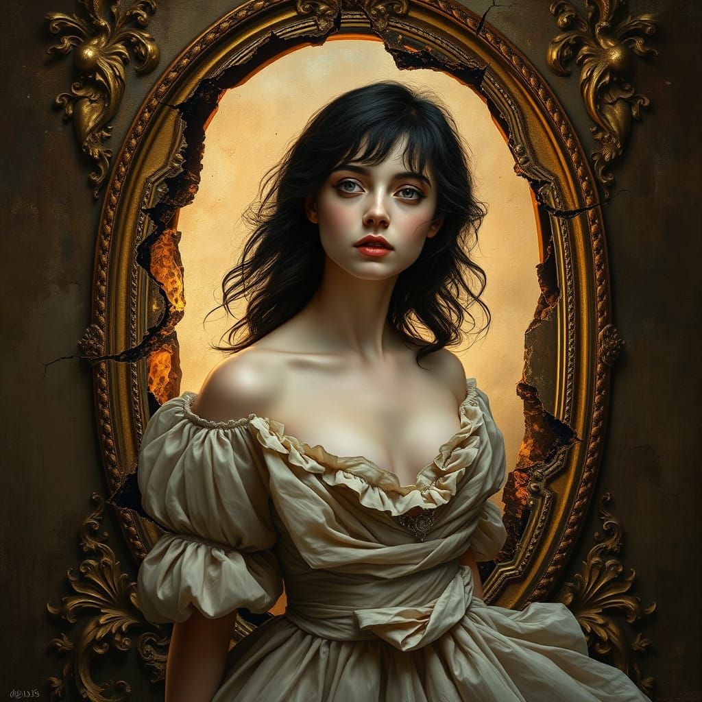 Ethereal Baroque Goddess Emerges from the Canvas