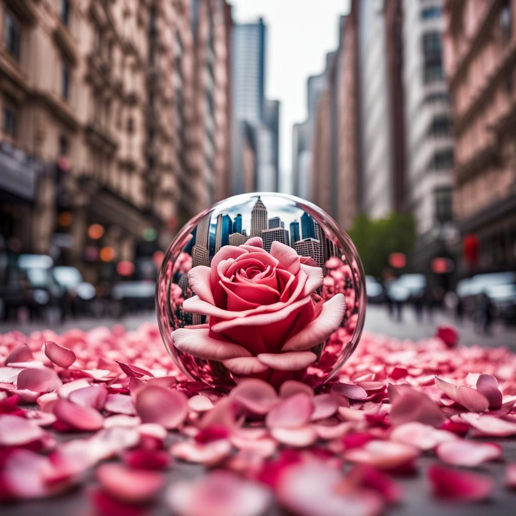 City in Rose: Realistic Nikon Photograph