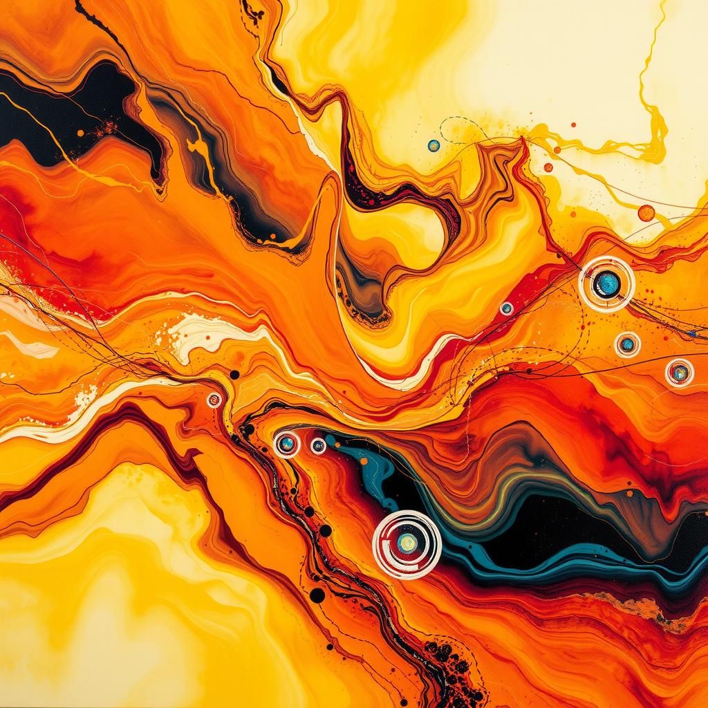 Abstract Swirling Splashes in Dreamy Surrealist Style