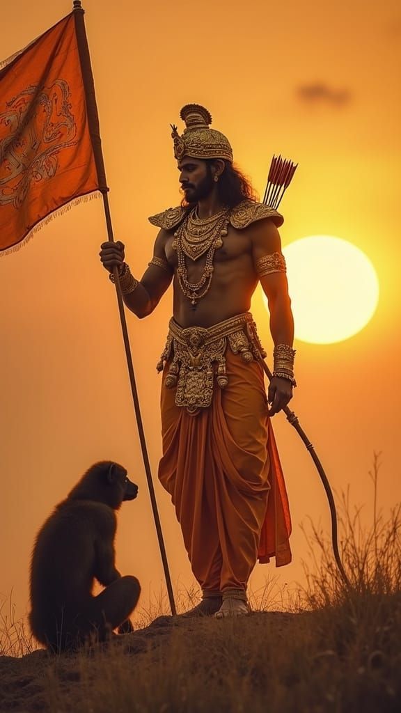 Majestic Lord Shree Ram and Devoted Hanuman in Cinematic Spl...