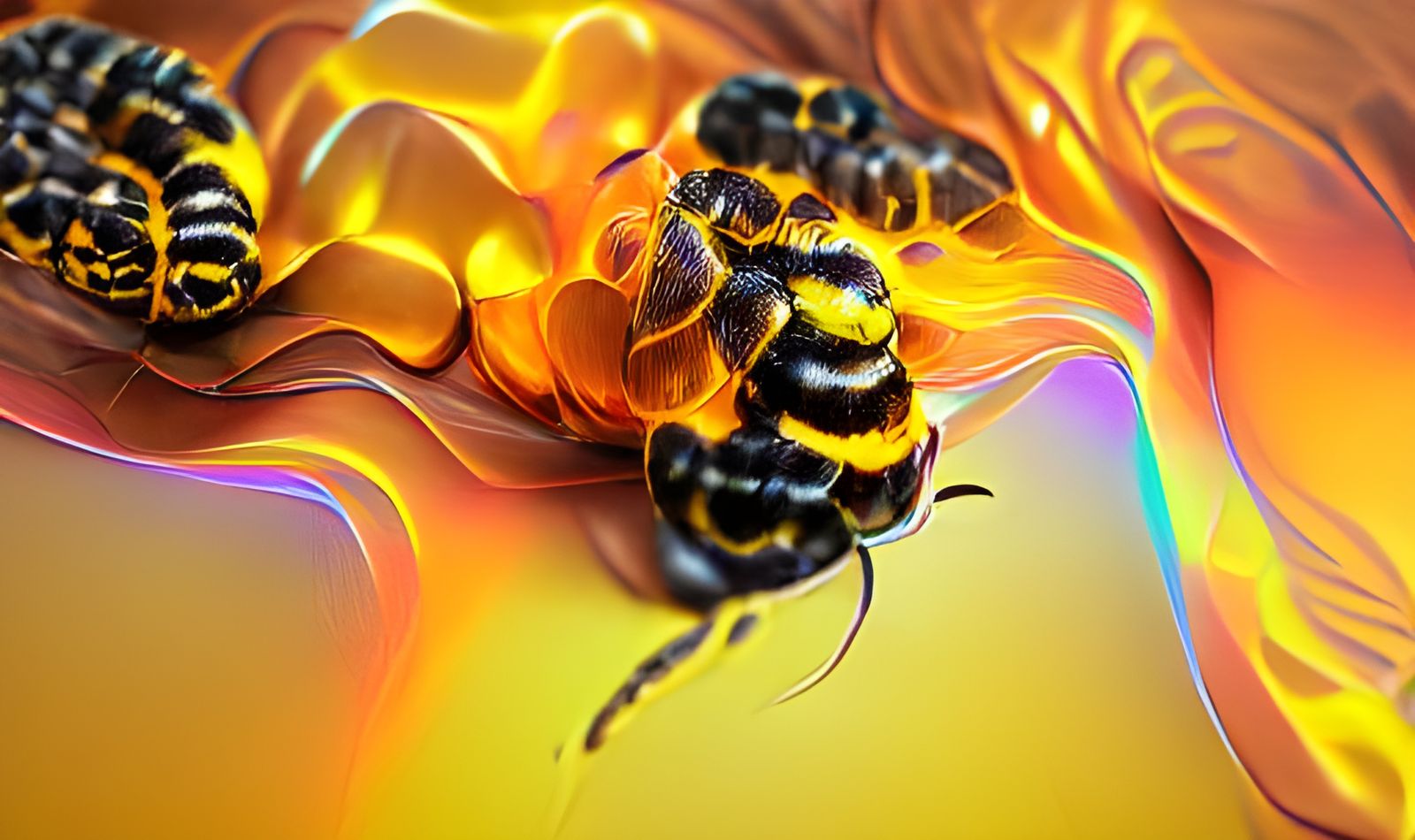 Queen Bee on Honeycomb in 3D Digital Art