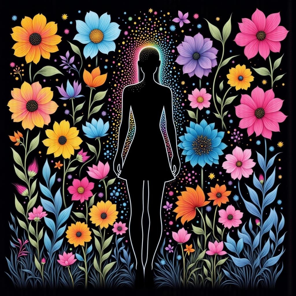 Ephemeral Silhouette with Rainbow Sparks