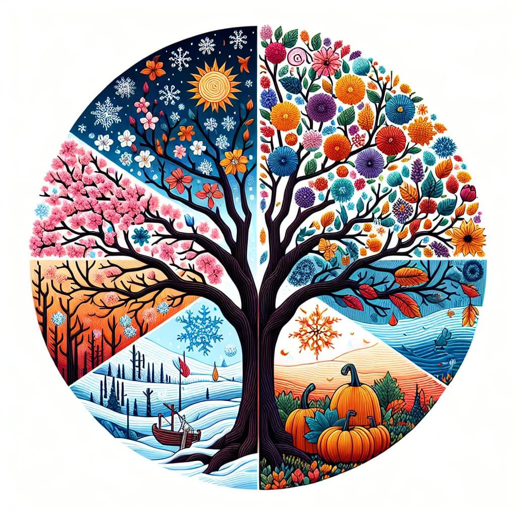 Four Seasons Tree: Winter, Spring, Summer, Fall