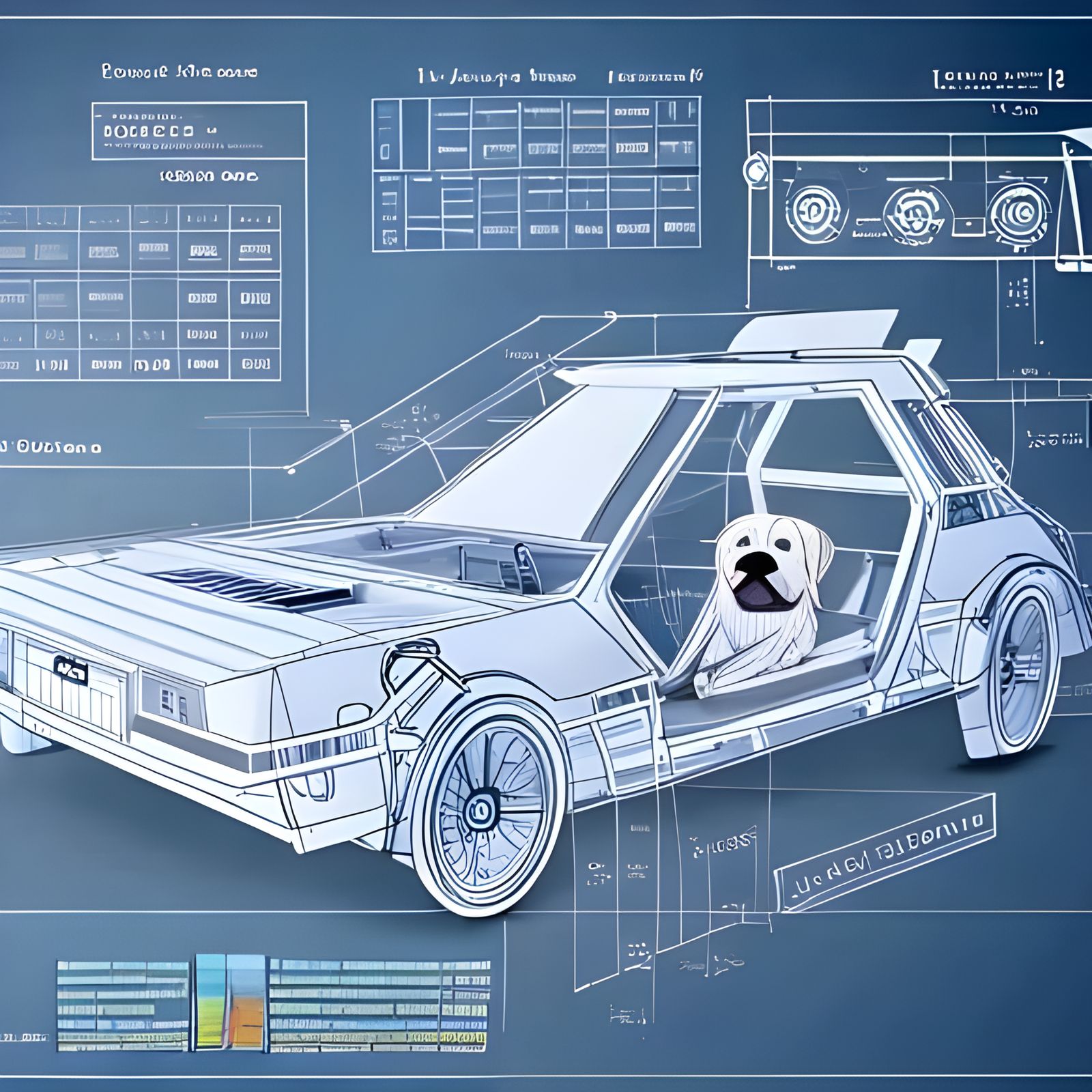 Hyperrealistic DeLorean in Burlingame Splash Art