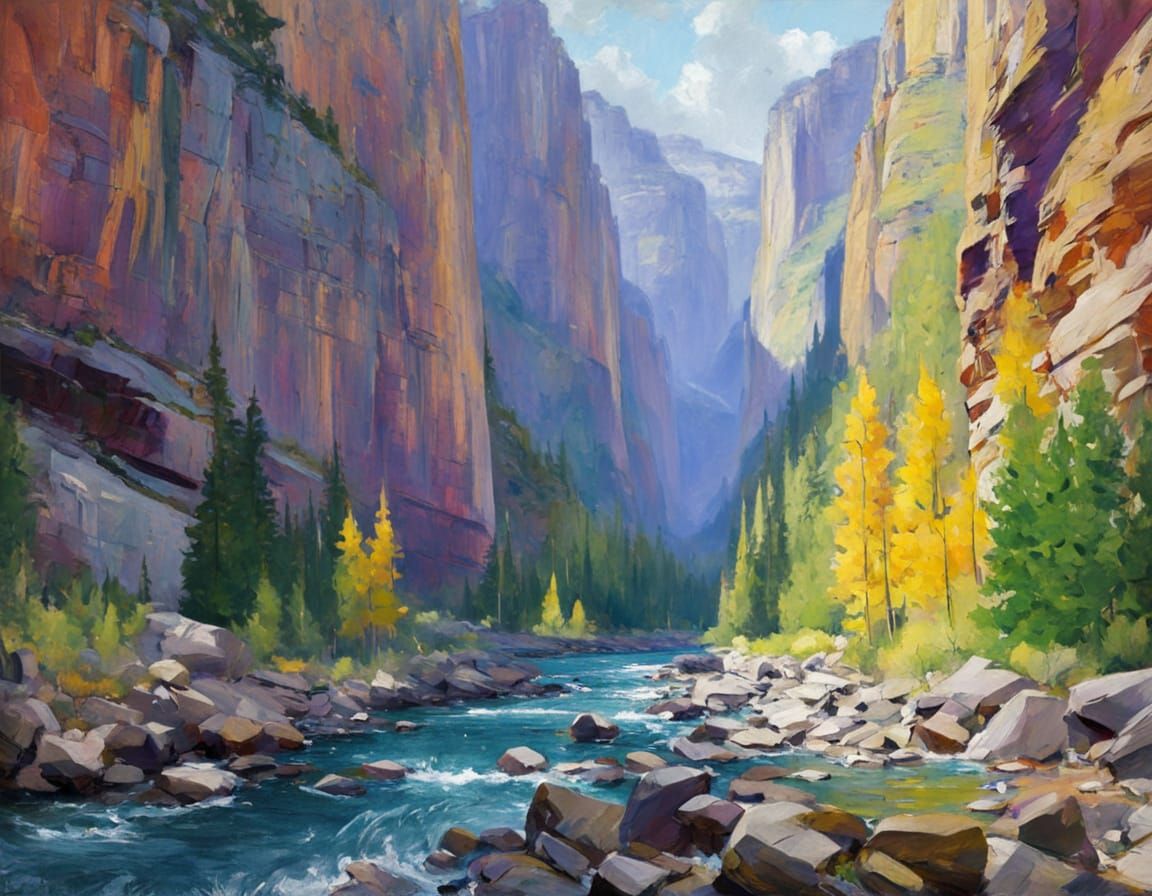 Vibrant Canyon Landscape in Oil