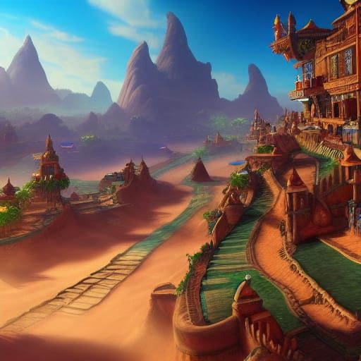Gerudo Town: Detailed Matte Painting in Unreal Engine
