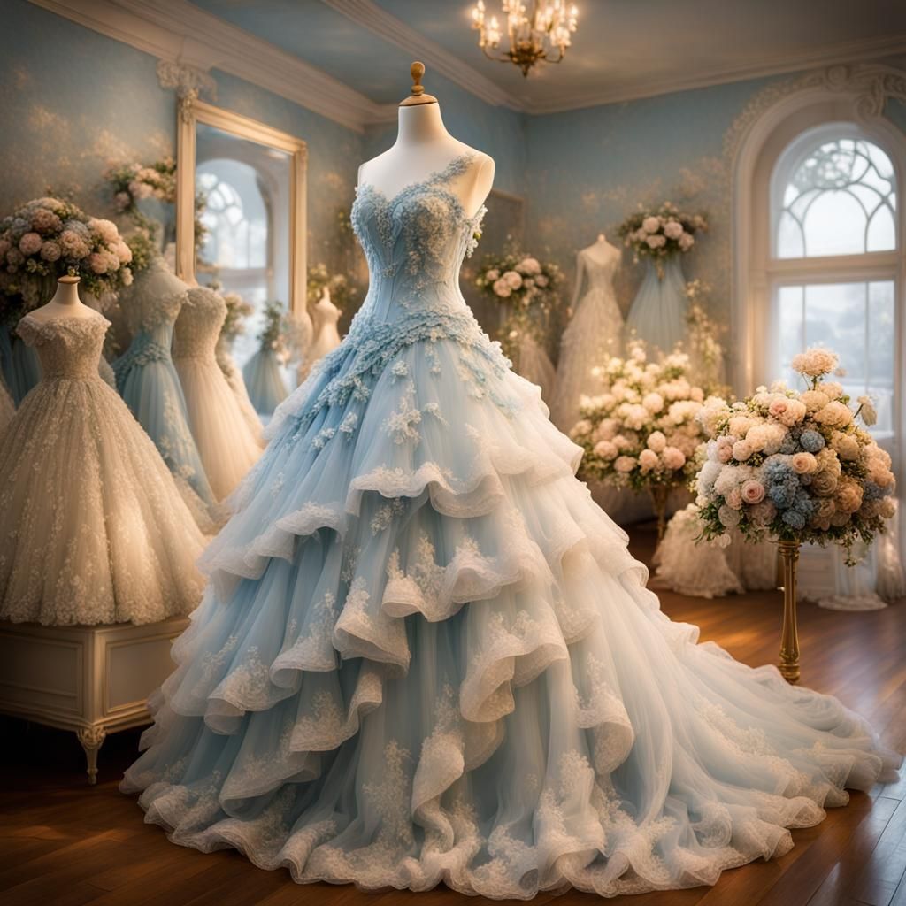 Romantic Wedding Dress in Ethereal Blue Boutique