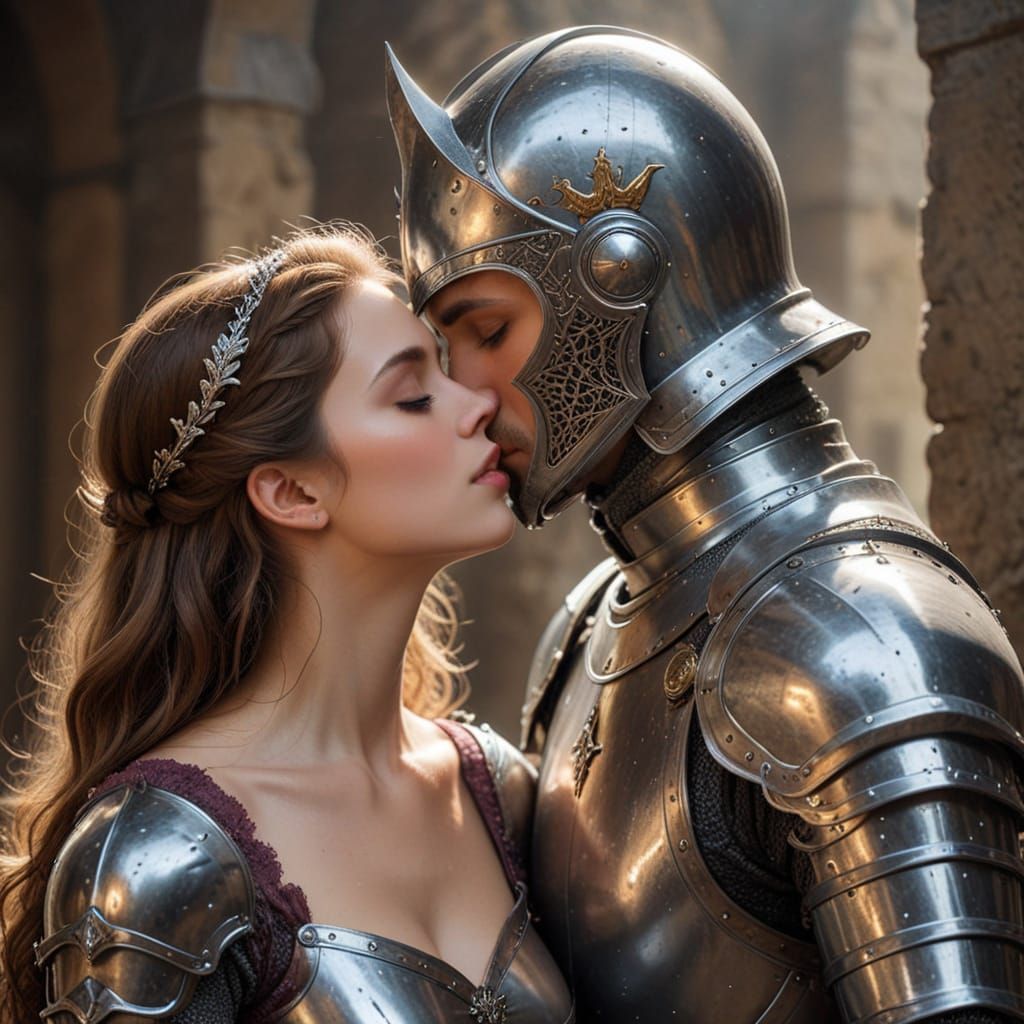 Chivalrous Couple in Tender Embrace