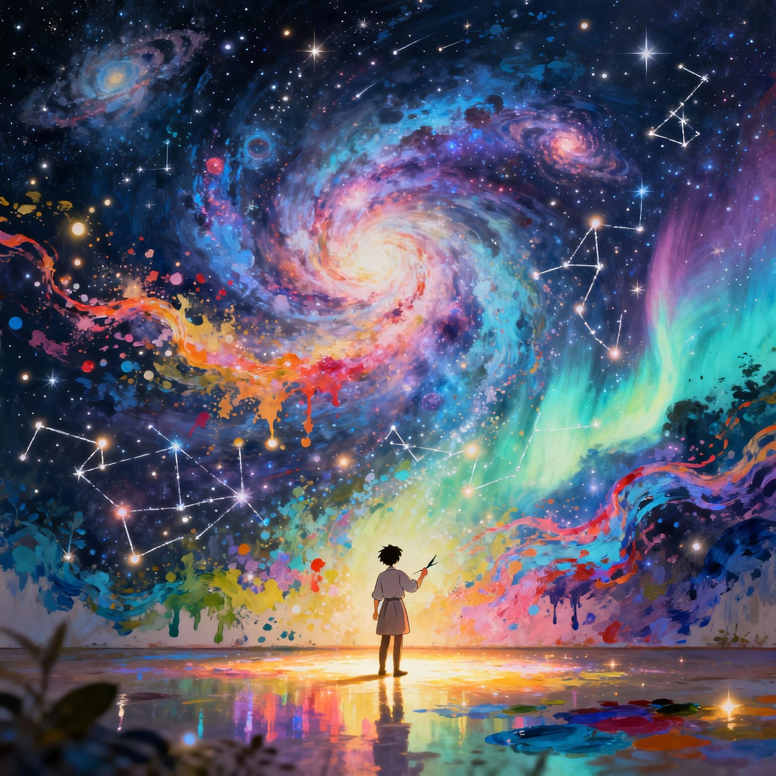 Cosmic Artist Painting Galaxies on a Celestial Canvas