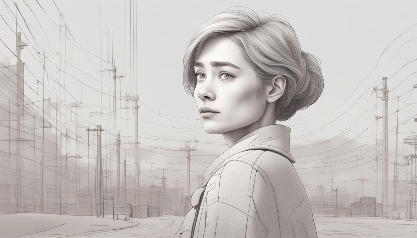 Minimalist Pencil Drawing of a Beautiful Woman