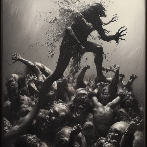 Exploding Heads in Dark Horror Style