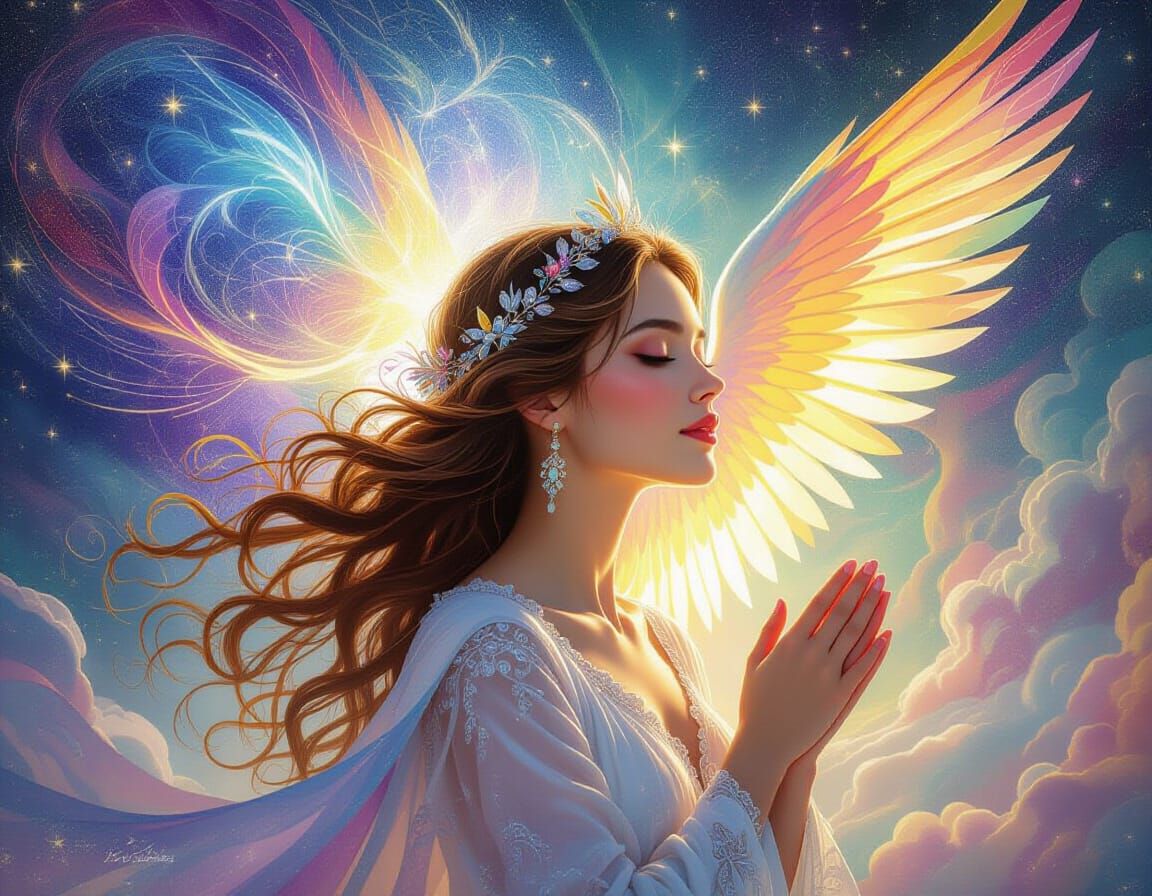 Celestial Being Ascending in Cosmic Light