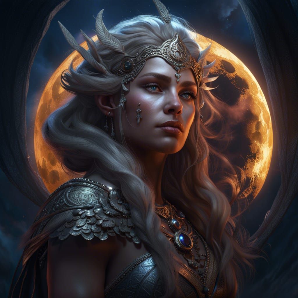 Finnish Moon Goddess Portrait in Deep Color