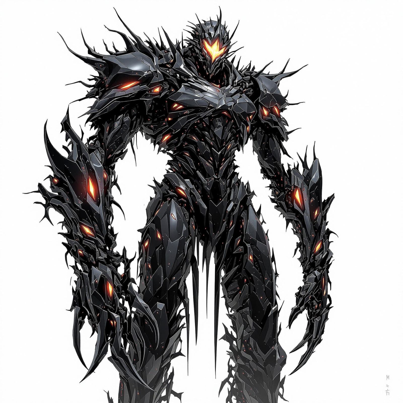 Cyberpunk Warrior in Dark Gothic Armor with Haunting Glow