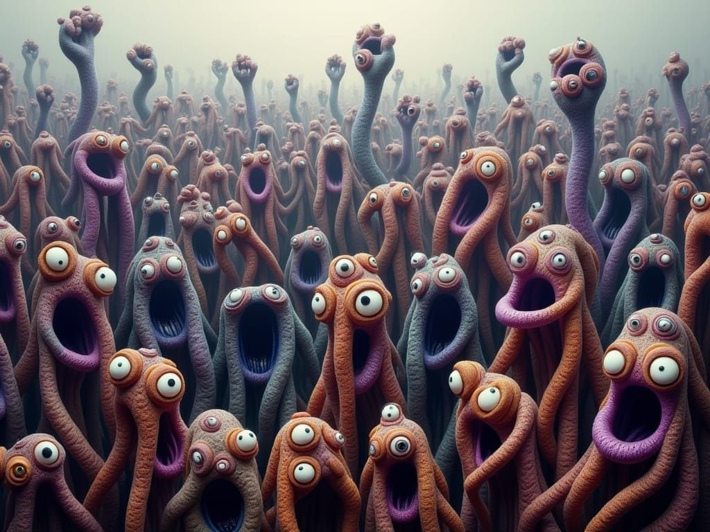 Bizarre Organic Entities in Otherworldly Landscape