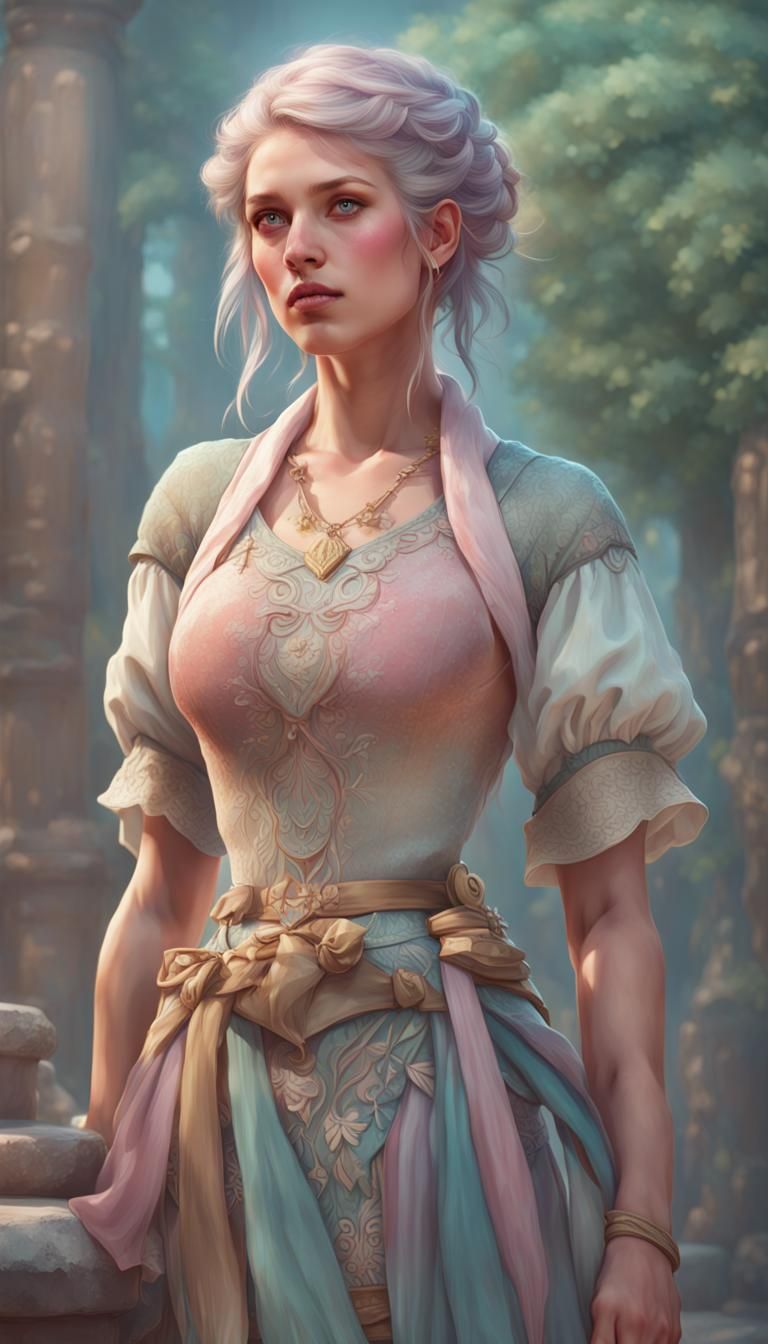 Fantasy Villager Portrait with Pastel Colors