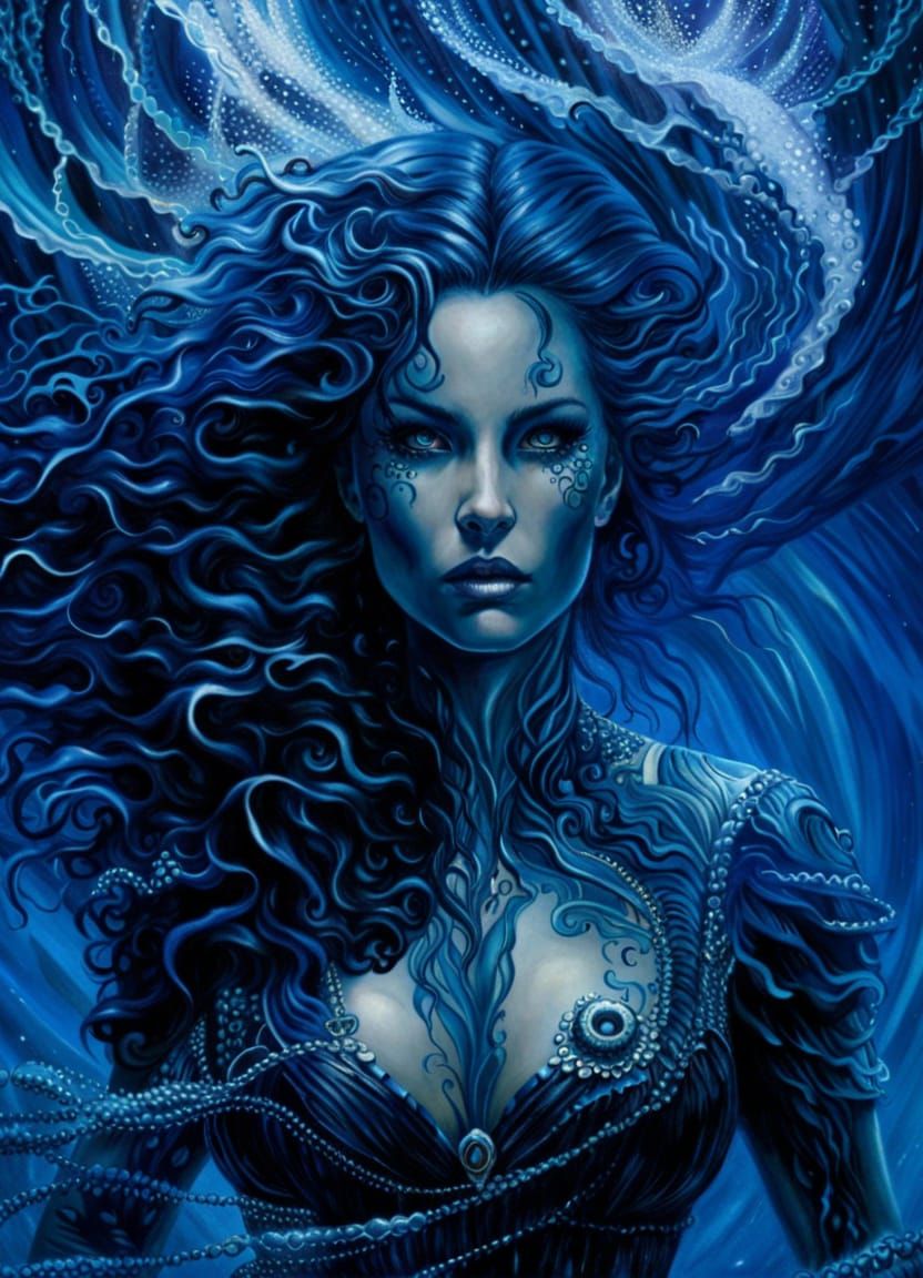 Macabre Water Elemental Rising from the Waves