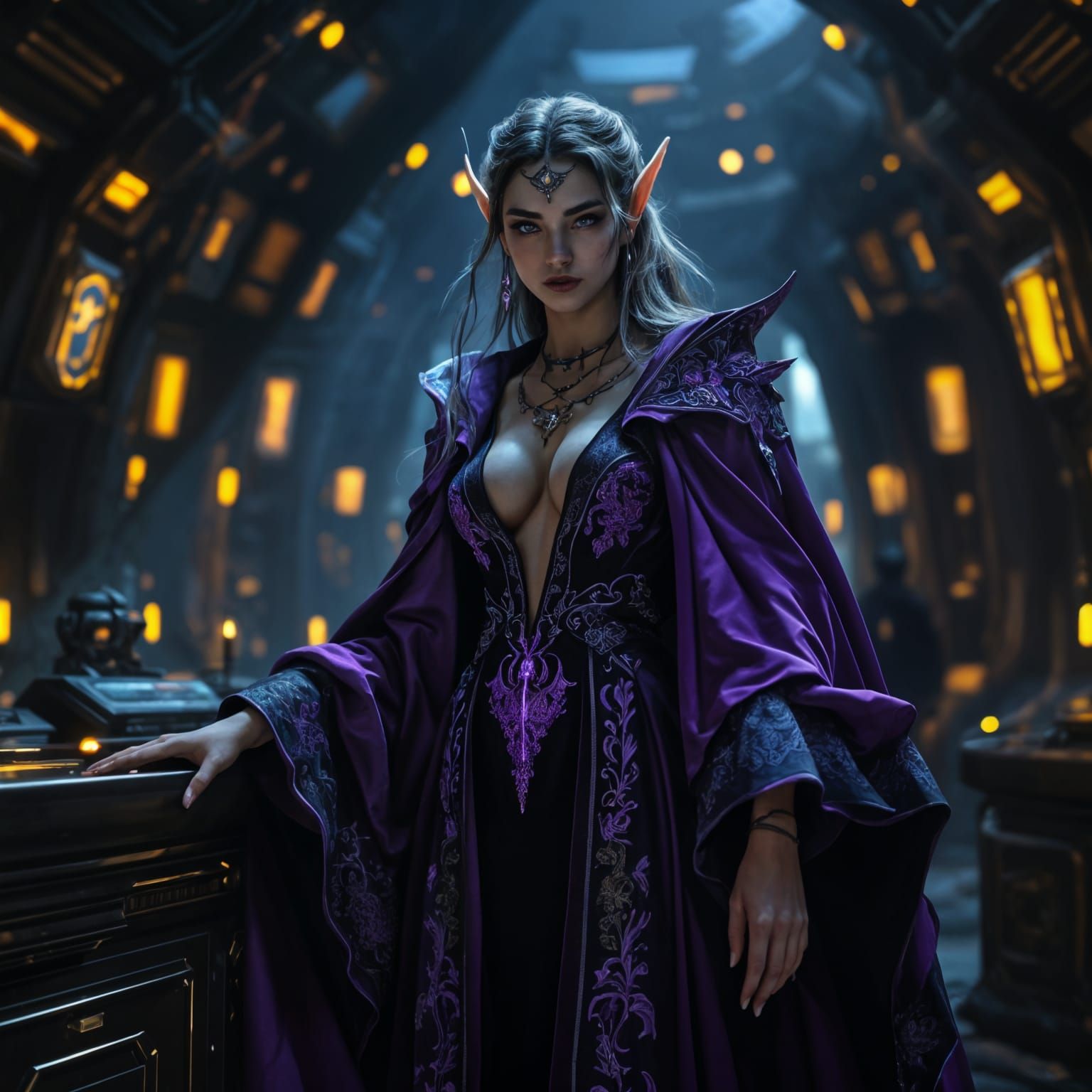 Regal Elf Diplomat on Spelljammer Spaceship