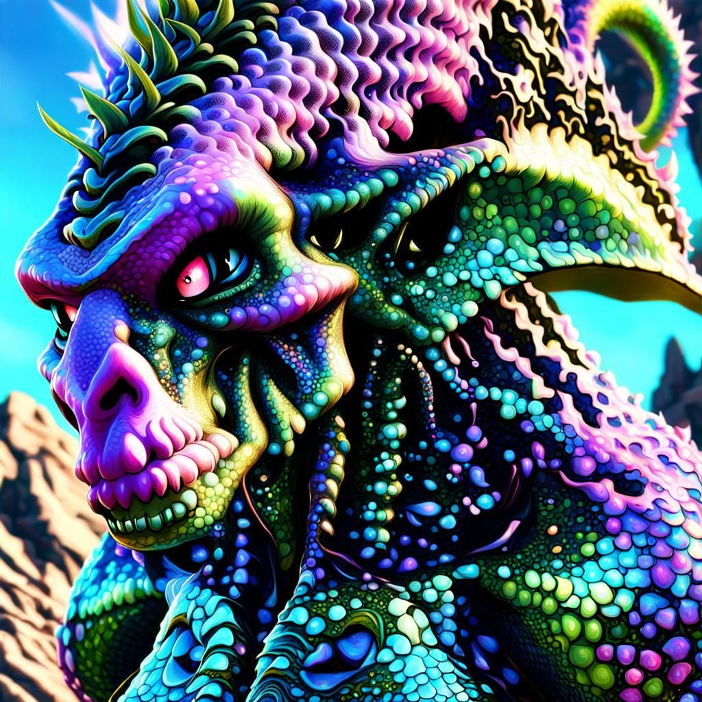 Oilslick Alien Hybrid in Fractal Japanese Garden