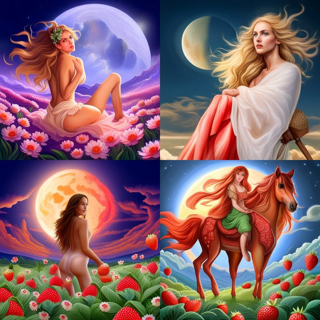 Epona Goddess Under Strawberry Full Moon