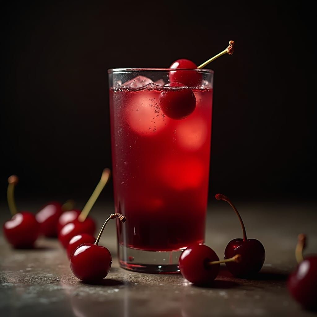 Luxurious Cherry Cocktail with Cinematic Lighting